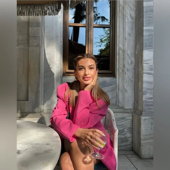 ZARA Oversized Blazer Pink Size Xs, Small - Picture 5 of 16